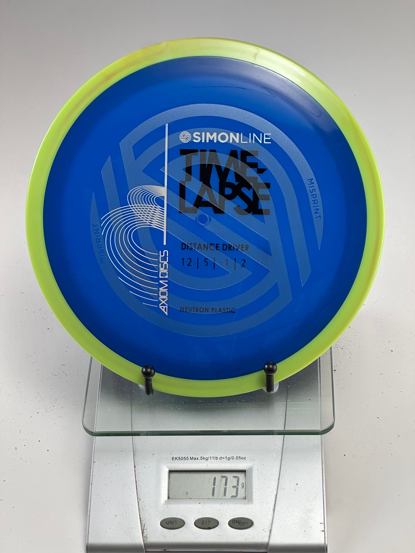 MVP Neutron Timelapse (Misprint) Distance Driver | Blue/Yellow Rim | 173g