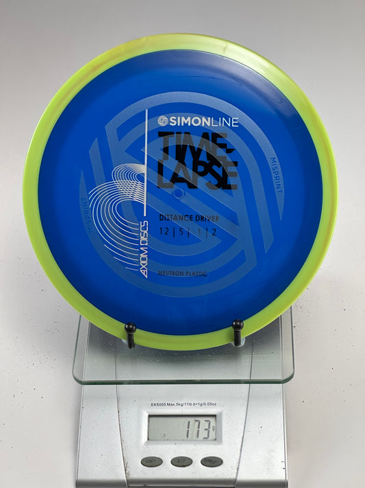 MVP Neutron Timelapse (Misprint) Distance Driver | Blue/Yellow Rim | 173g