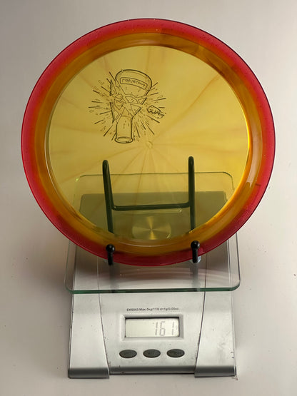 MVP Proton Vanish 161g Translucent Yellow w/ Red Rim Popcorn Stamp