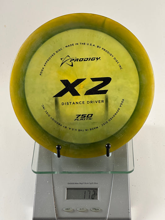 Prodigy X2 750 Distance Driver, Translucent Yellow w/ Black Stock Stamp