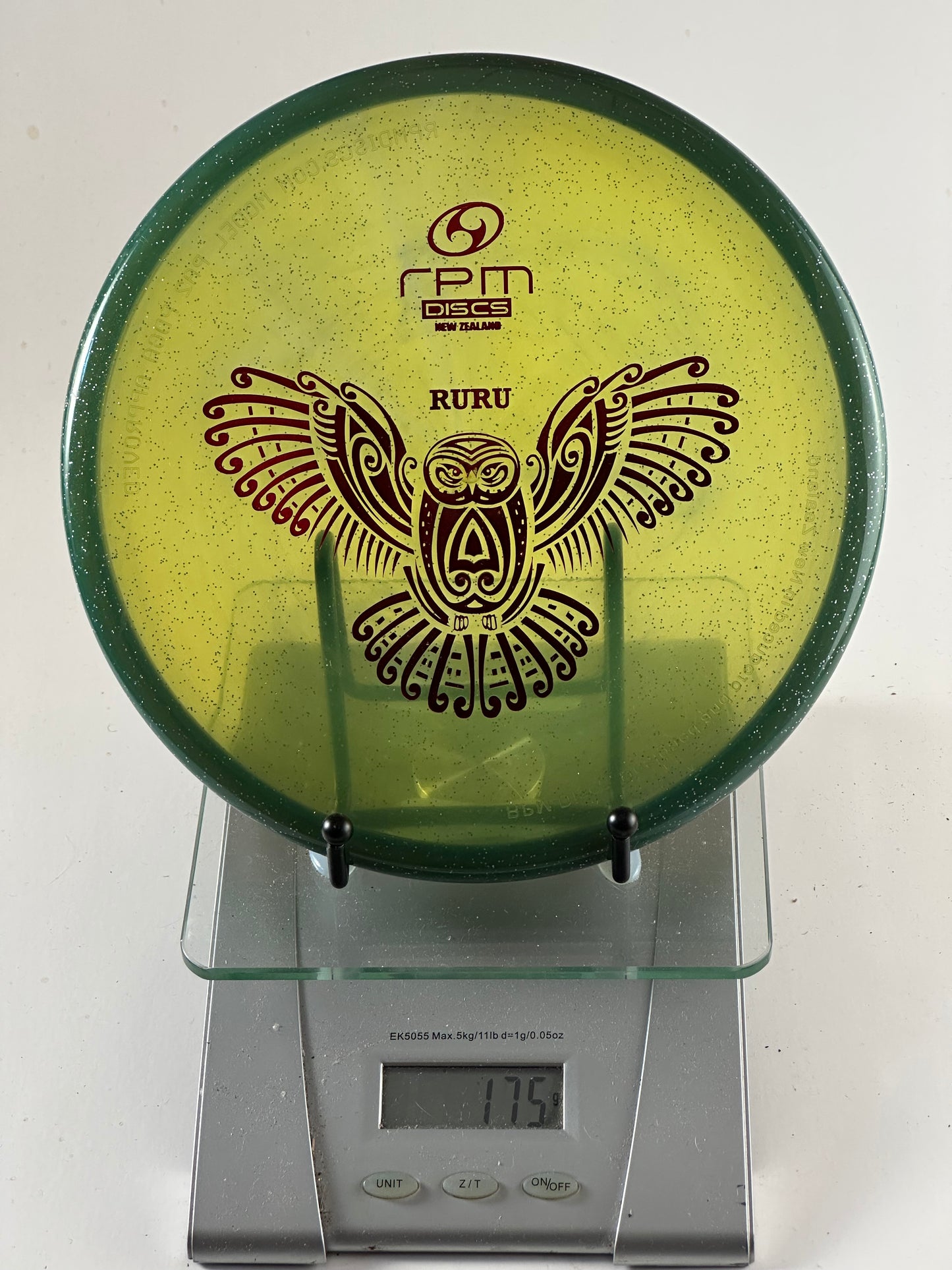RPM Discs Ruru – Atomic (Sparkle) – Transparent Yellow/Green Rim – 175g