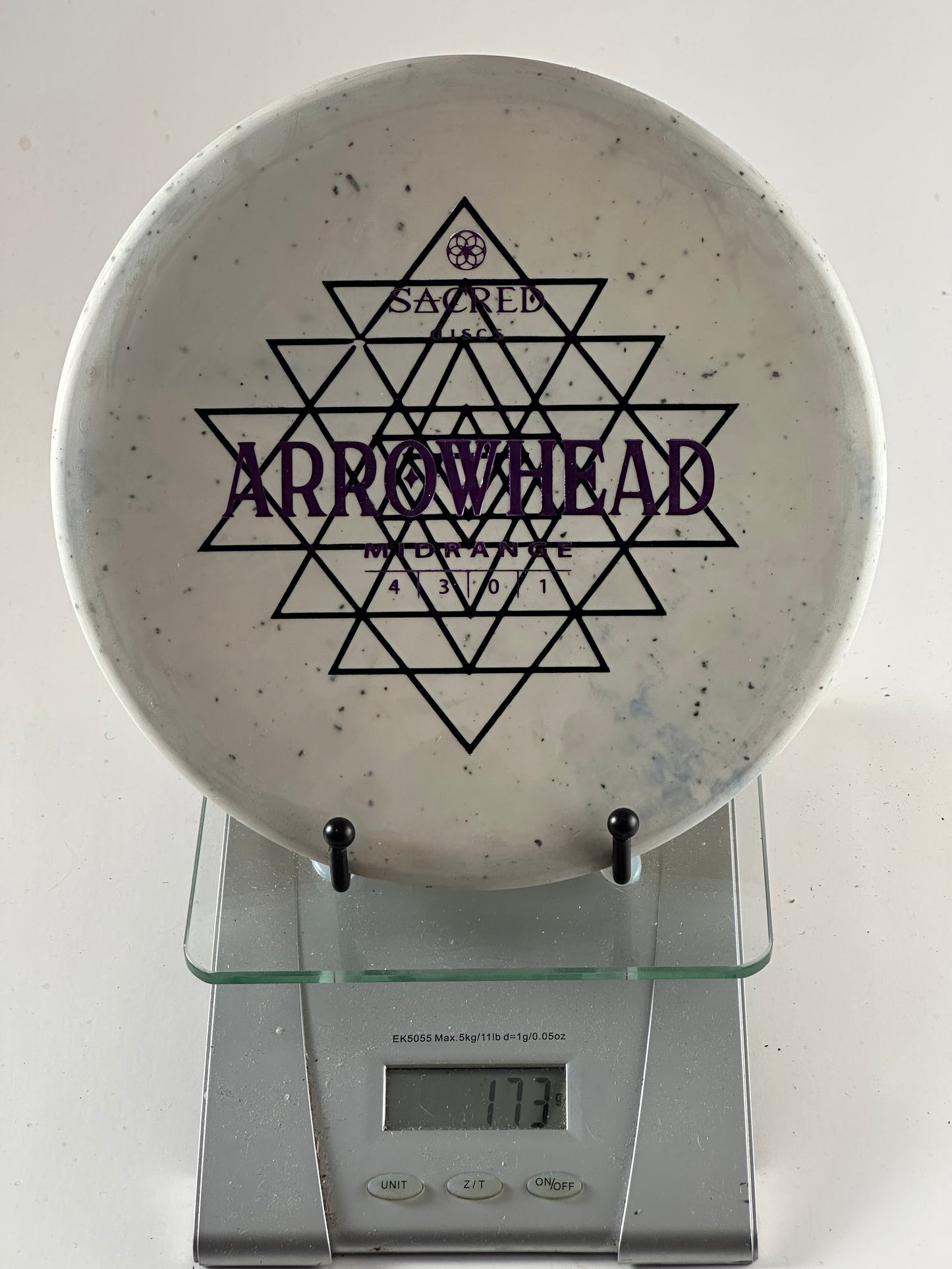Sacred Arrowhead Midrange (Aurora Blend) Swirly Gray/Black Speckle 173g