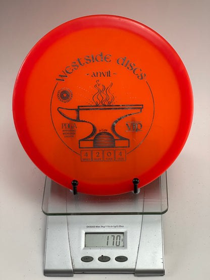 Westside Discs VIP Anvil – Orange w/ Silver Anvil Stamp