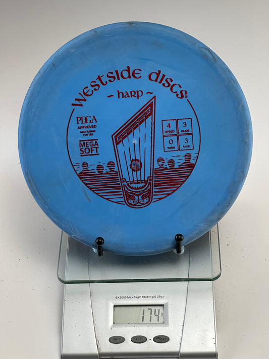 Westside Harp Mega Soft Putter – Blue w/ Red Stamp (174g)