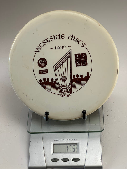 Westside Harp – Tournament Plastic Putter – White w/ Brown Stamp