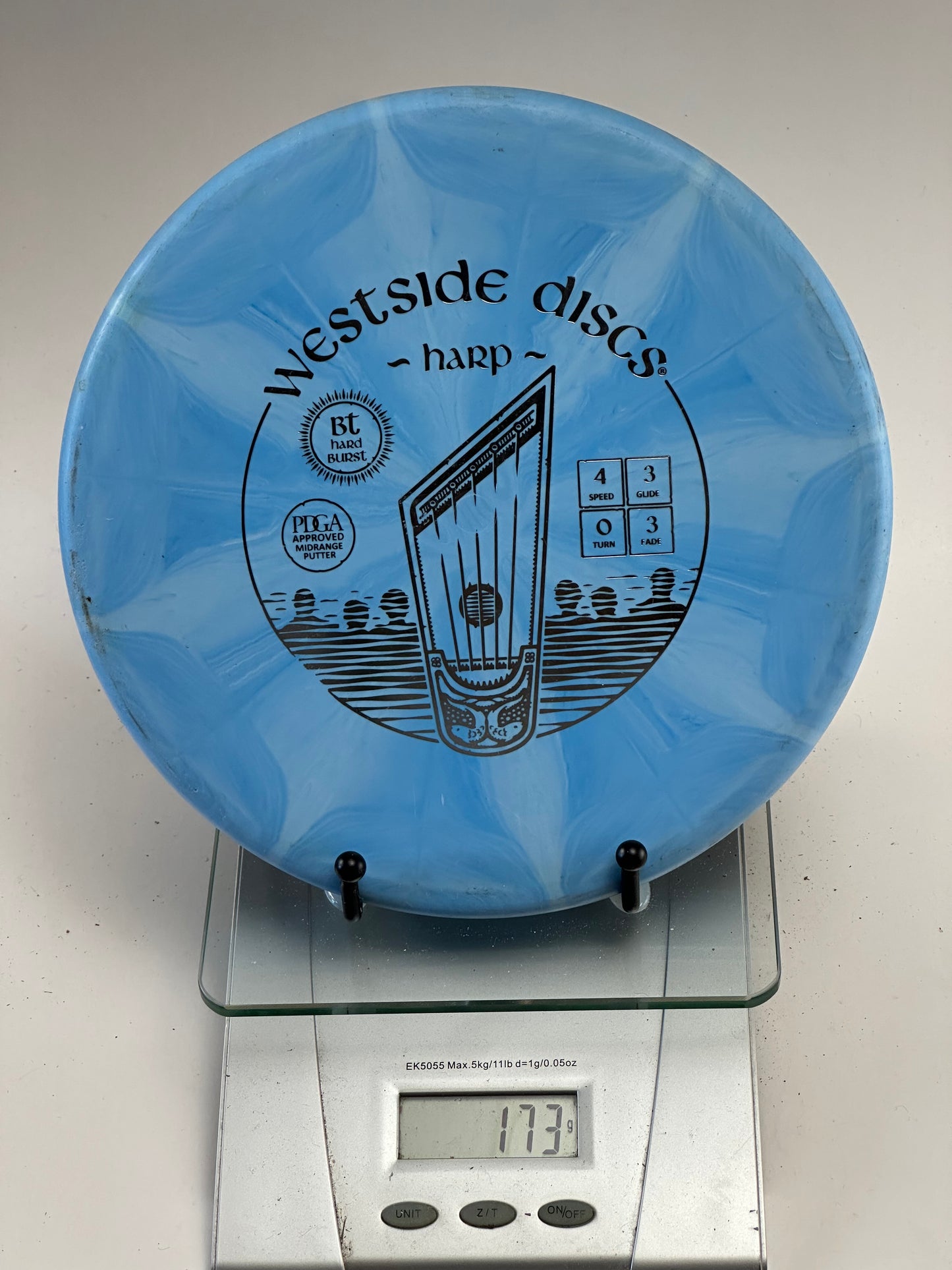 Westside Harp BT Hard Burst Putter - Blue Swirl w/ Black Stamp