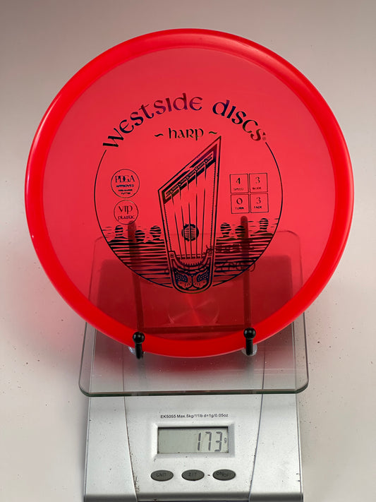 Westside Discs VIP Harp Putter – Transparent Red w/ Black Stamp