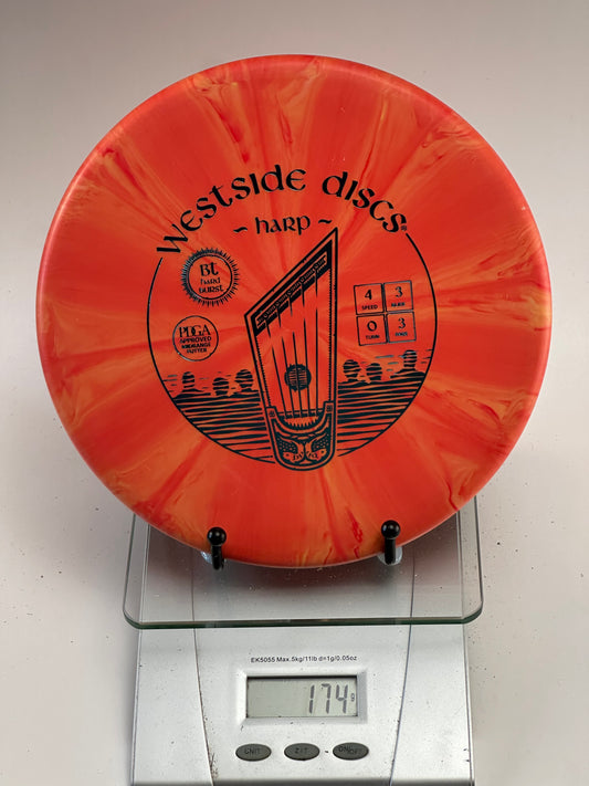 Westside Harp BT Hard Burst Putter - Orange Swirl, Black Stamp