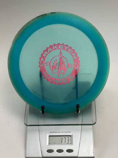 Trilogy Raketen Opto Hex Overmold Disc Golf Disc – Teal, Pink Stamp (173g)