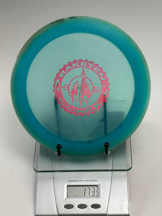 Trilogy Raketen Opto Hex Overmold Disc Golf Disc – Teal, Pink Stamp (173g)