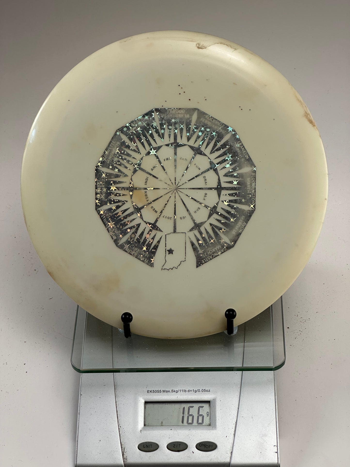 Trilogy River Gold Line White Disc Golf Disc w/ Event Stamp (Used)