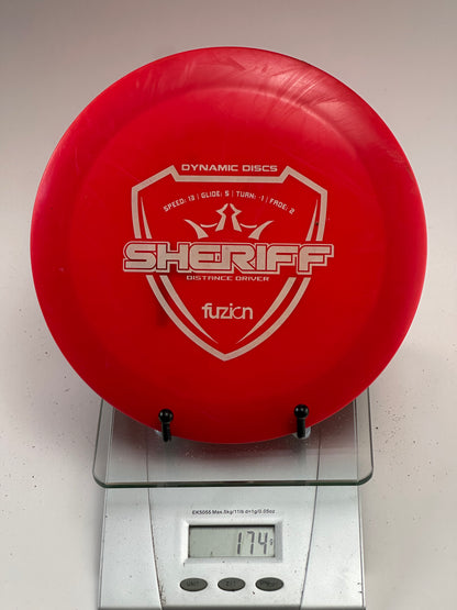 Dynamic Discs Fuzion Sheriff Distance Driver (Red, 174g)