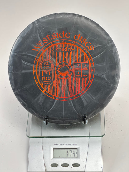 Westside Shield BT Hard Burst Putter - Black/Gray Burst, Orange Stamp