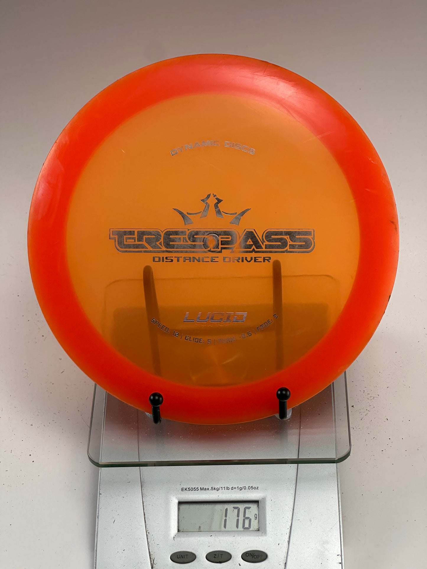 Dynamic Discs Lucid Trespass Distance Driver (Orange/Red Rim)